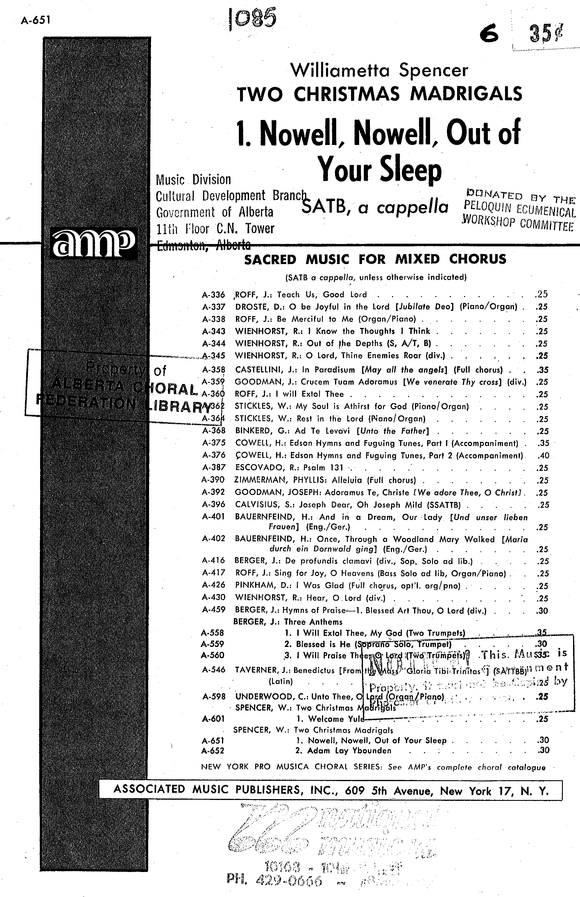 Nowell, Nowell Out of Your Sleep