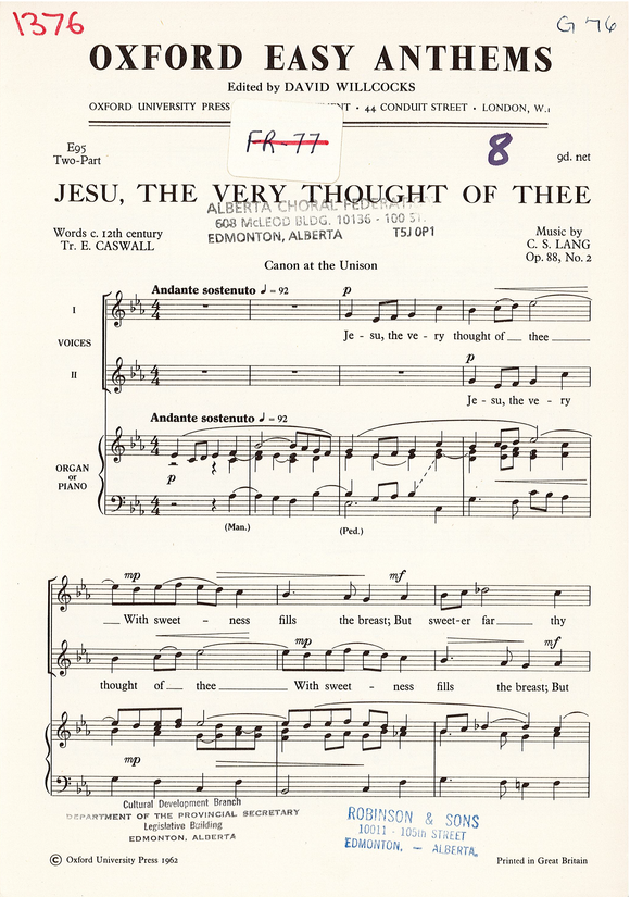 Jesu, the Very Thought of Thee