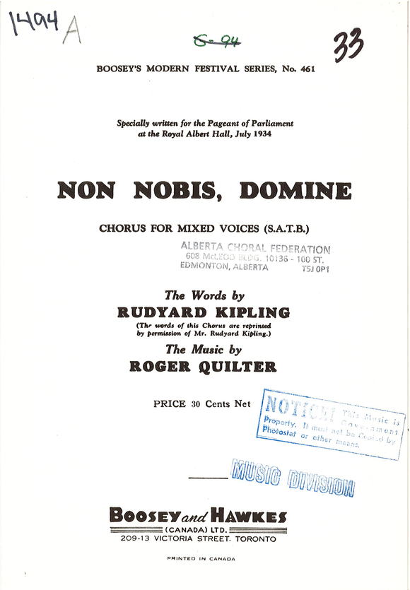 Non Nobis, Domine