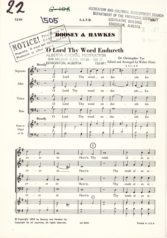 O Lord Thy Word Endureth