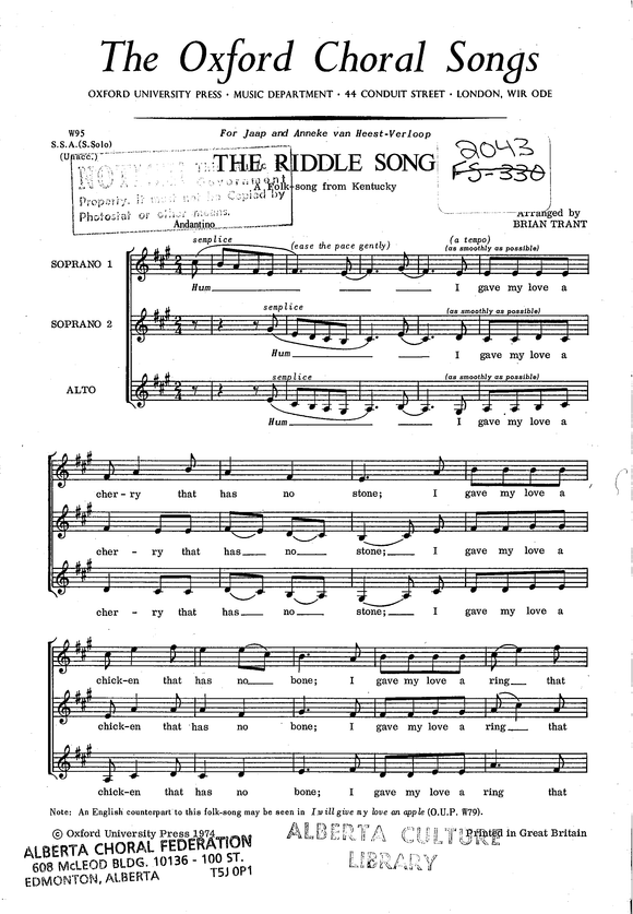 Riddle Song, The