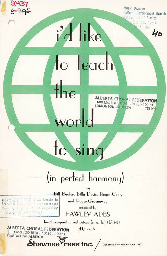 I'd Like to Teach the World to Sing (In Perfect Harmony)